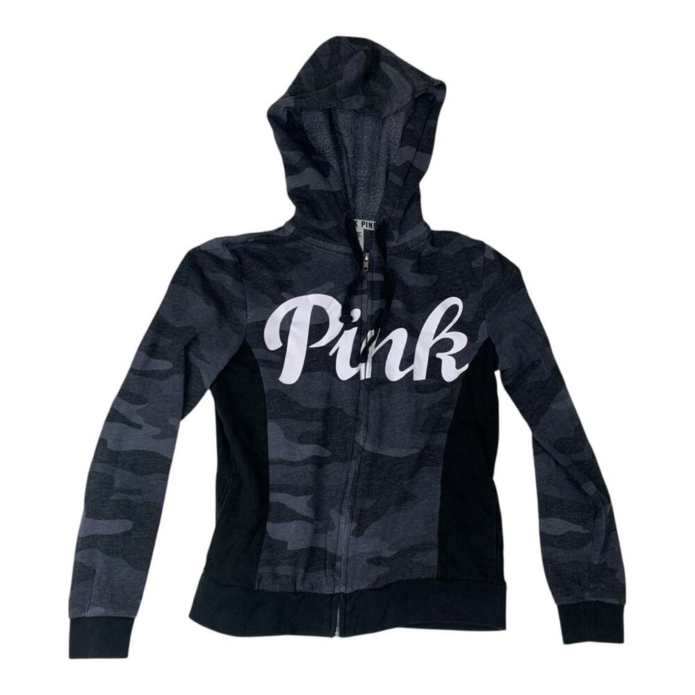Victoria's Secret Pink size XS Gray full zip sweatshirt Hoodie y2k